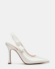 BRI White Satin Slingback Pump Women's Heel | Steve Madden