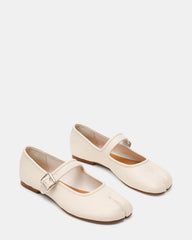 CALARA White Leather Tabi Mary Jane Split Toe Ballet Women's Flat | Steve Madden