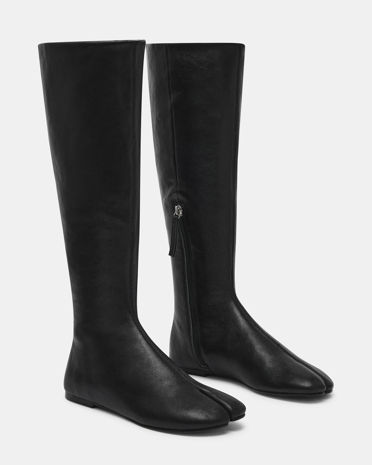 CALORA Black Leather Tabi Split-Toe Knee-High Women's Boot | Steve Madden