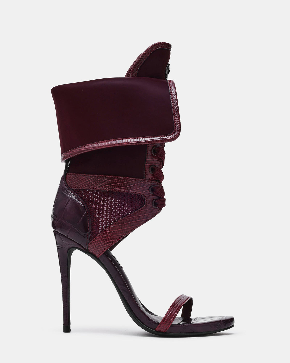 CASELLA Plum Open-Toe Stiletto Lace-Up Women's Heel | Steve Madden