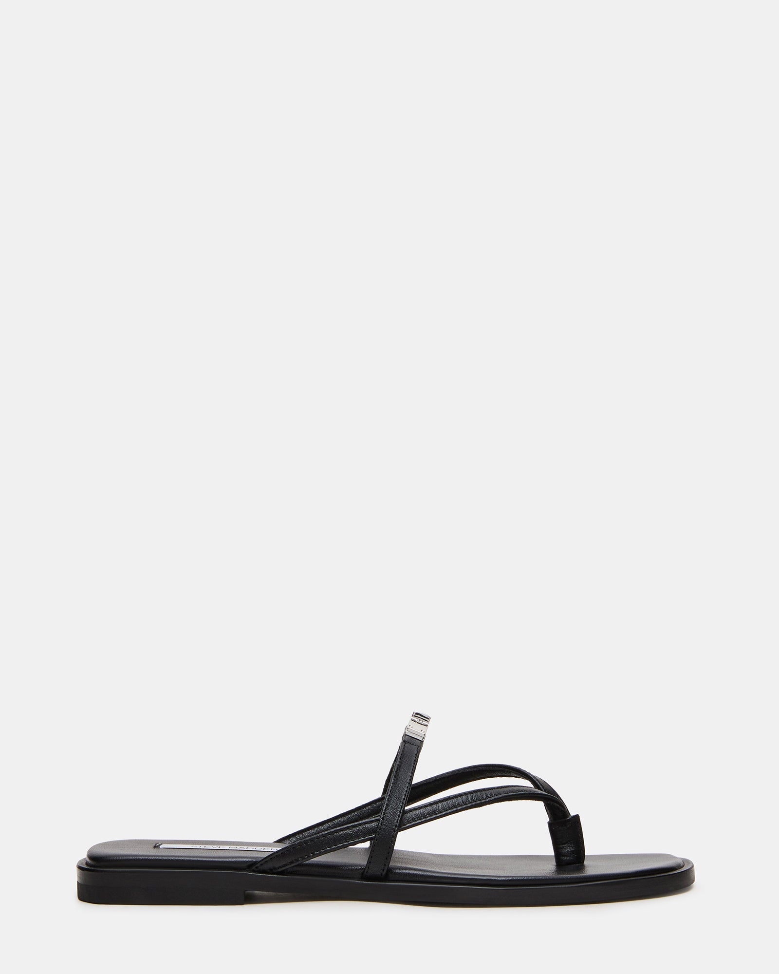 CATALINA Black Leather Thong Square-Toe Women's Sandal | Steve Madden