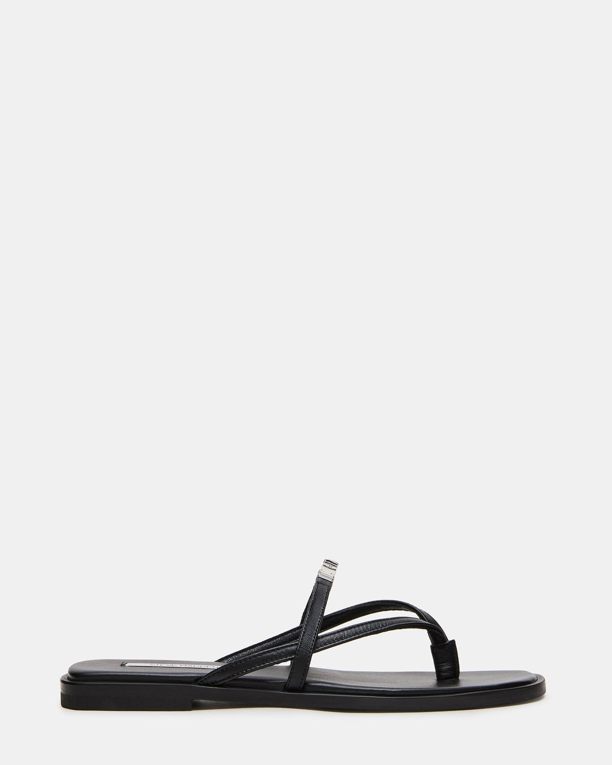 CATALINA Black Leather Thong Square-Toe Women's Sandal | Steve Madden