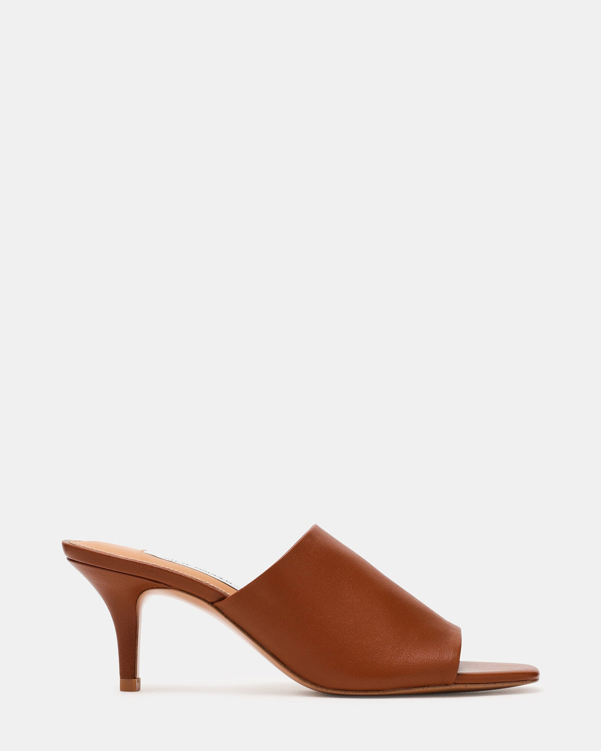 CIERA Tan Leather Square-Toe Mule Women's Kitten Heel | Steve Madden