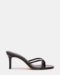 CLARI Black Leather Strappy Thong Women's Kitten Heel | Steve Madden