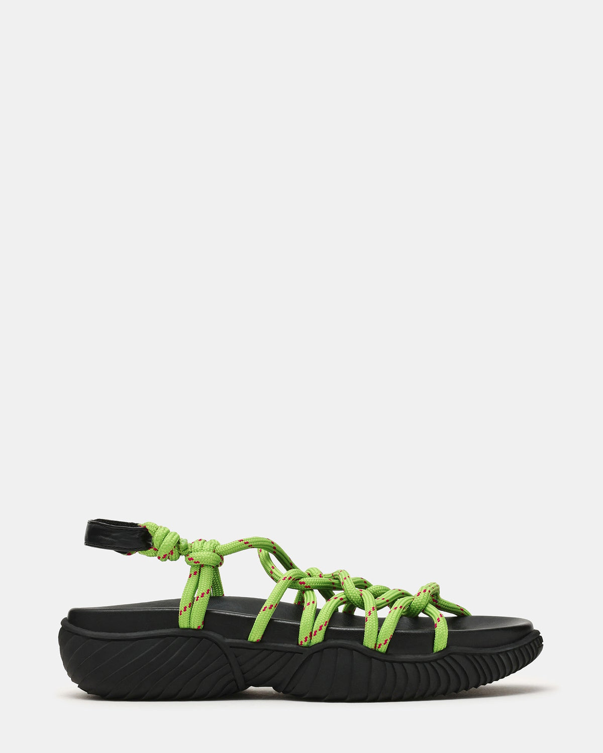 CONNIE Neon Green Chunky Rope Strappy Footbed Women's Sandal | Steve Madden