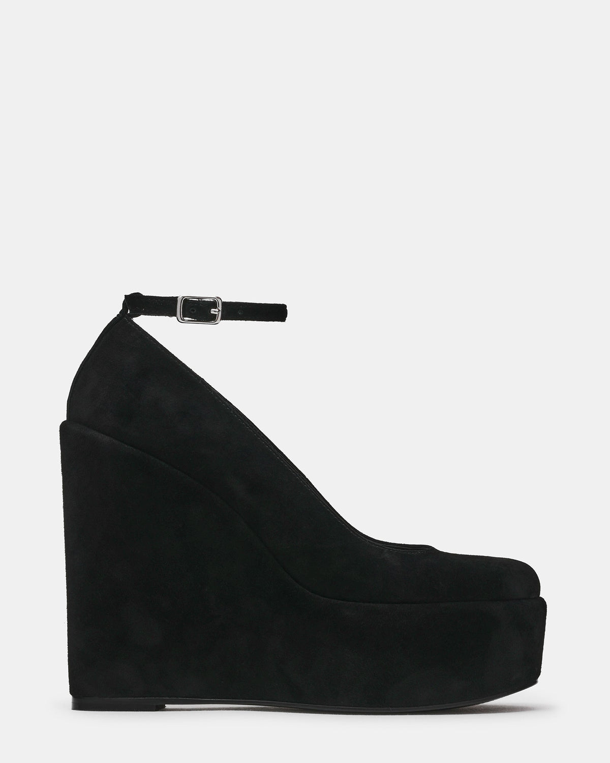 CRUSSI Black Suede Wedge Platform Women's Heel | Steve Madden