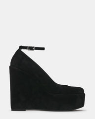 CRUSSI Black Suede Wedge Platform Women's Heel | Steve Madden