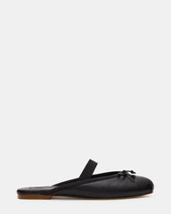 CUTESY Black Leather Slip-On Ballet Mule Women's Flat | Steve Madden