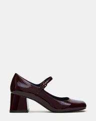 DARCEY Wine Patent Square-Toe Mary Jane Block Heel Women's Loafer | Steve Madden