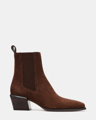 DAXEN Brown Sueded Chelsea Square-Toe Women's Ankle Boot | Steve Madden