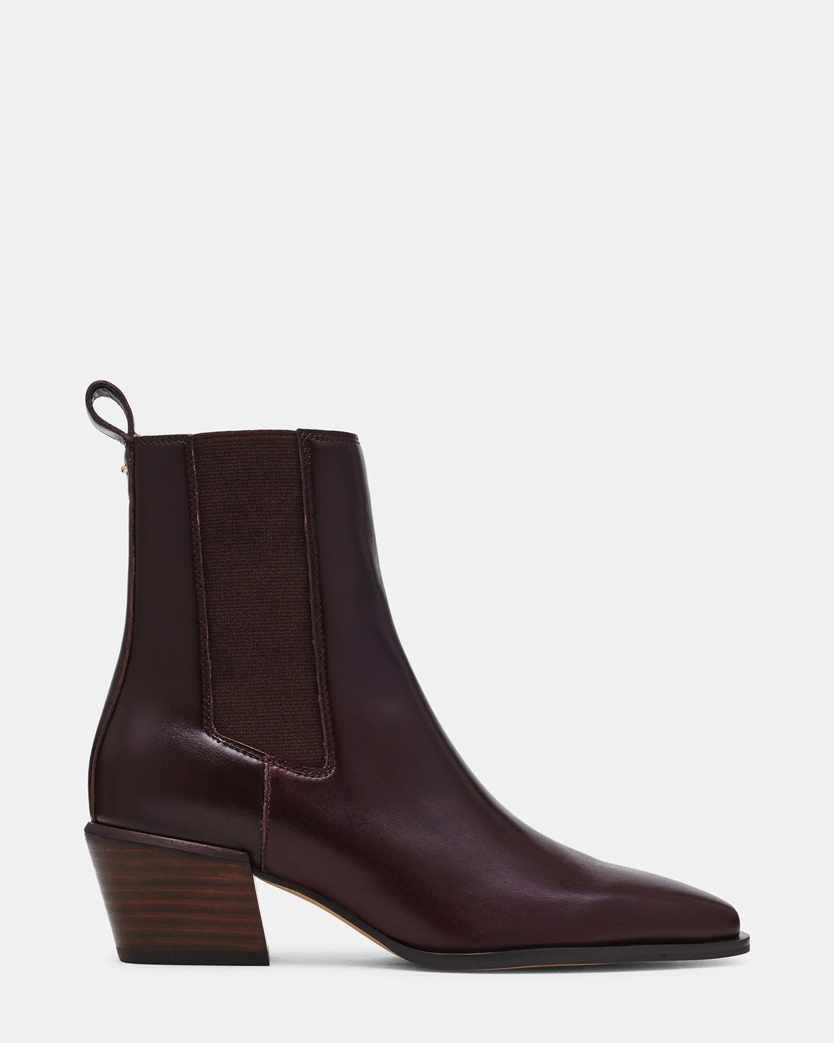 DAXEN Dark Cherry Leather Chelsea Square-Toe Women's Ankle Boot | Steve Madden