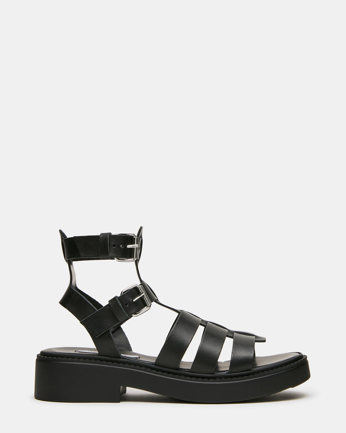 DAX Black Leather Fisherman Strappy Women's Sandal | Steve Madden