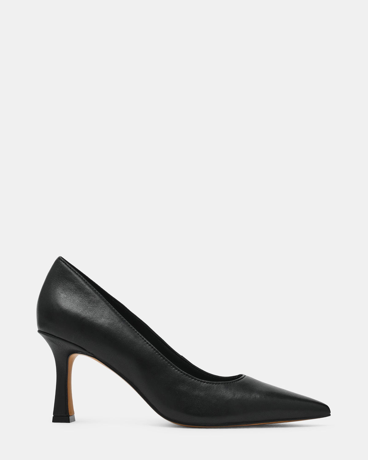 DELLA Black Leather Pointed-Toe Pump Women's Heel | Steve Madden