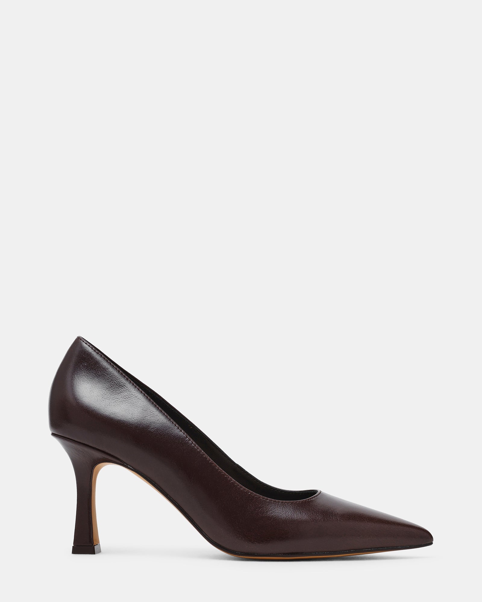 DELLA Brown Leather Pointed-Toe Pump Women's Heel | Steve Madden