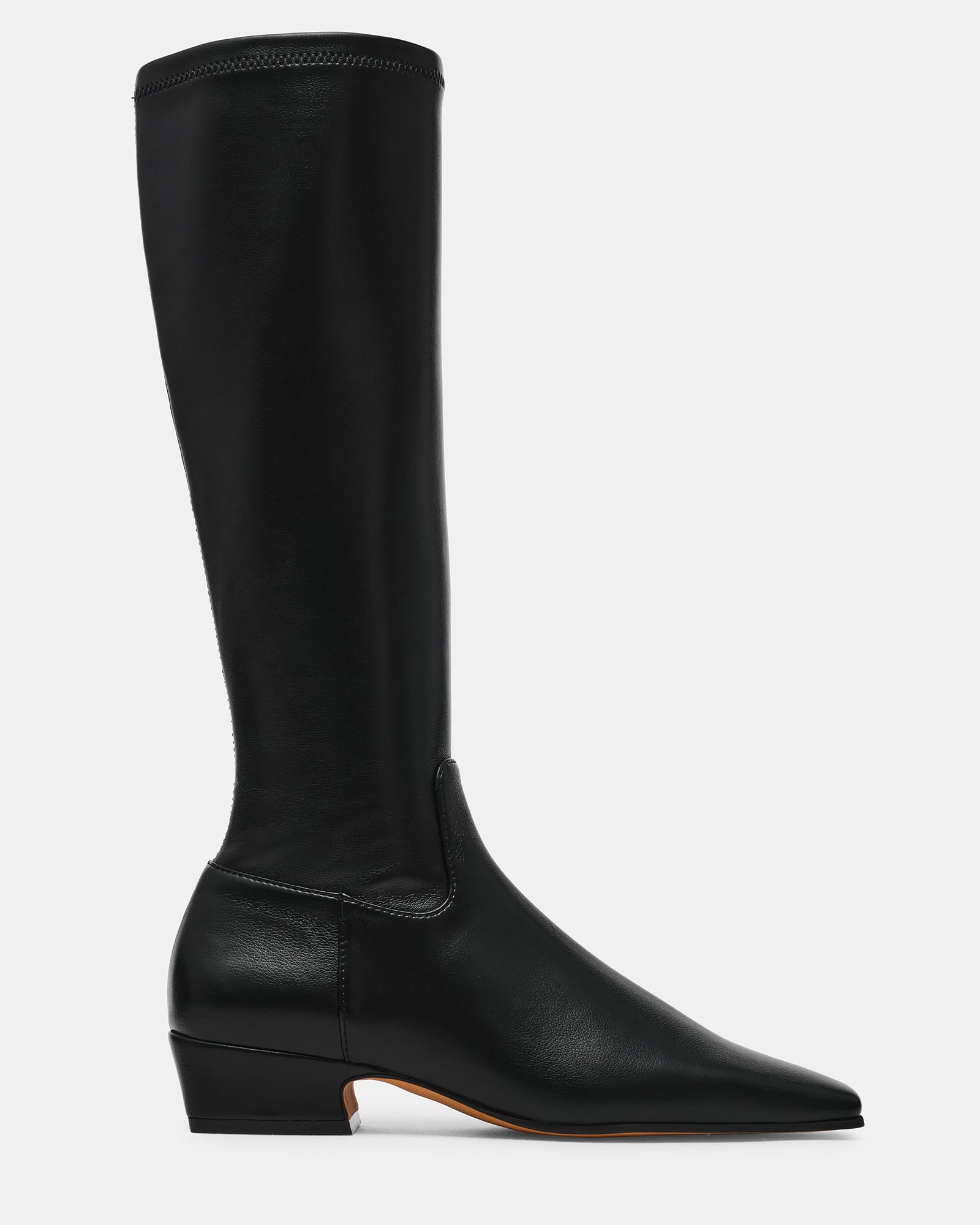 DELYRA Black Square-Toe Knee-High Women's Boot | Steve Madden