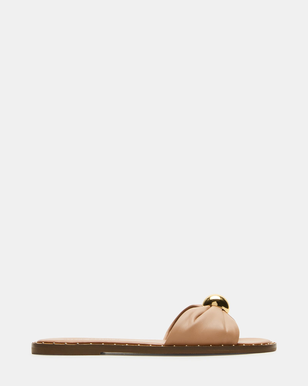 DIPSY Tan Leather Slide Rounded Toe Women's Sandal | Steve Madden