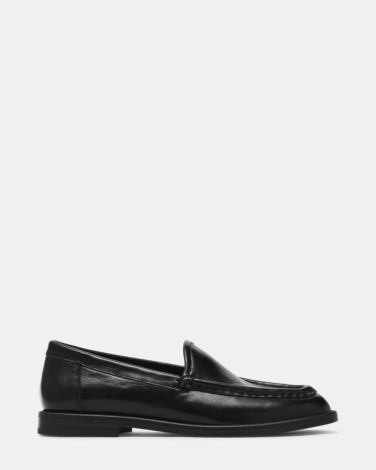DRAYCE Black Leather Moc Toe Women's Loafer | Steve Madden