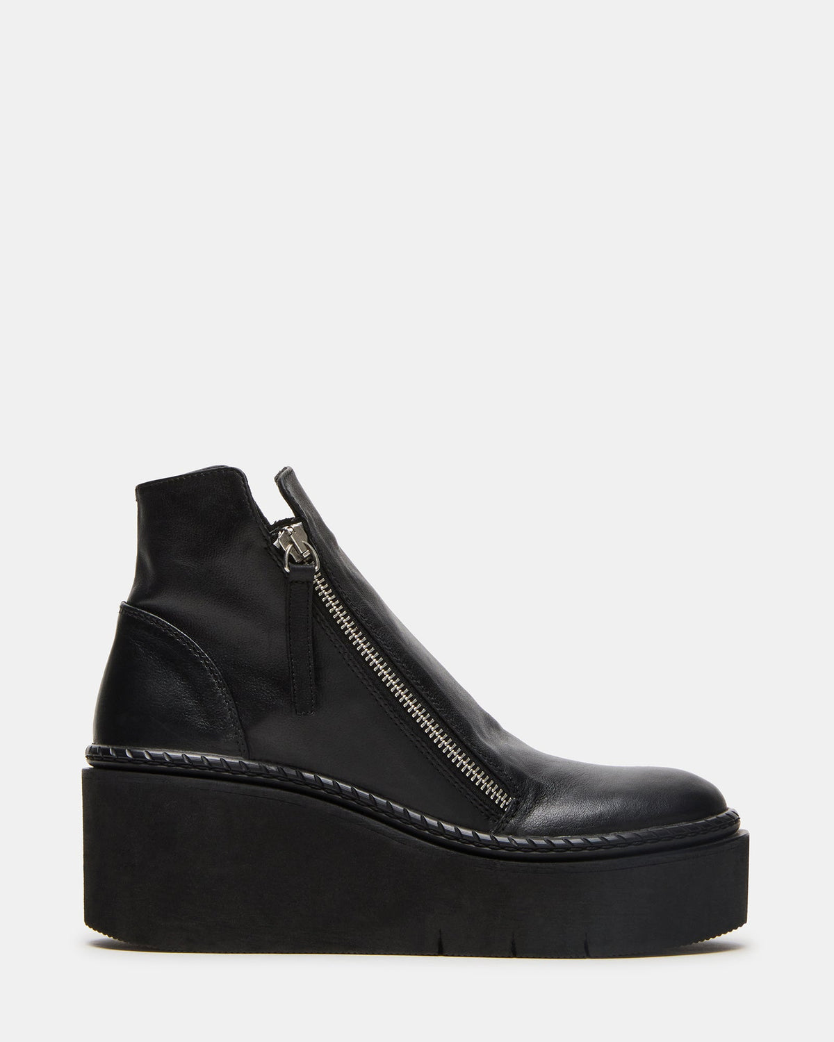 DRIFT Black Leather Platform Moto Women's Ankle Boot | Steve Madden