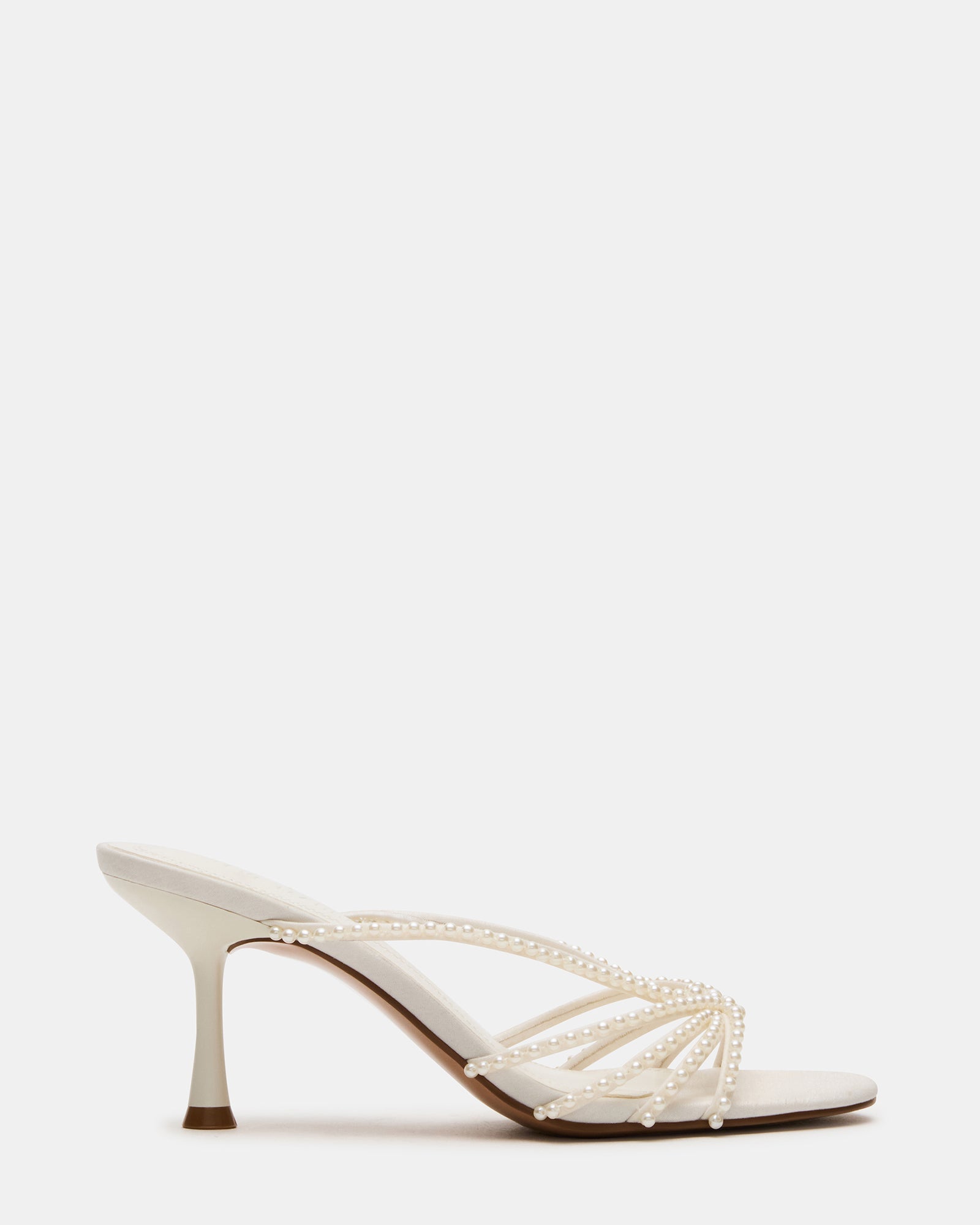 EDNA Pearl White Strappy Mule Women's Heel | Steve Madden
