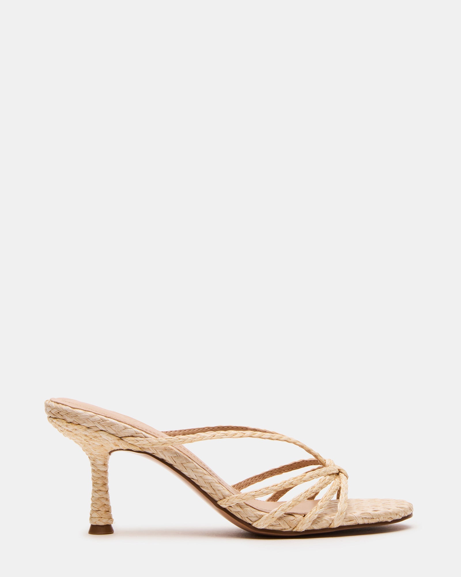 EDNA Natural Raffia Strappy Mule Women's Heel | Steve Madden