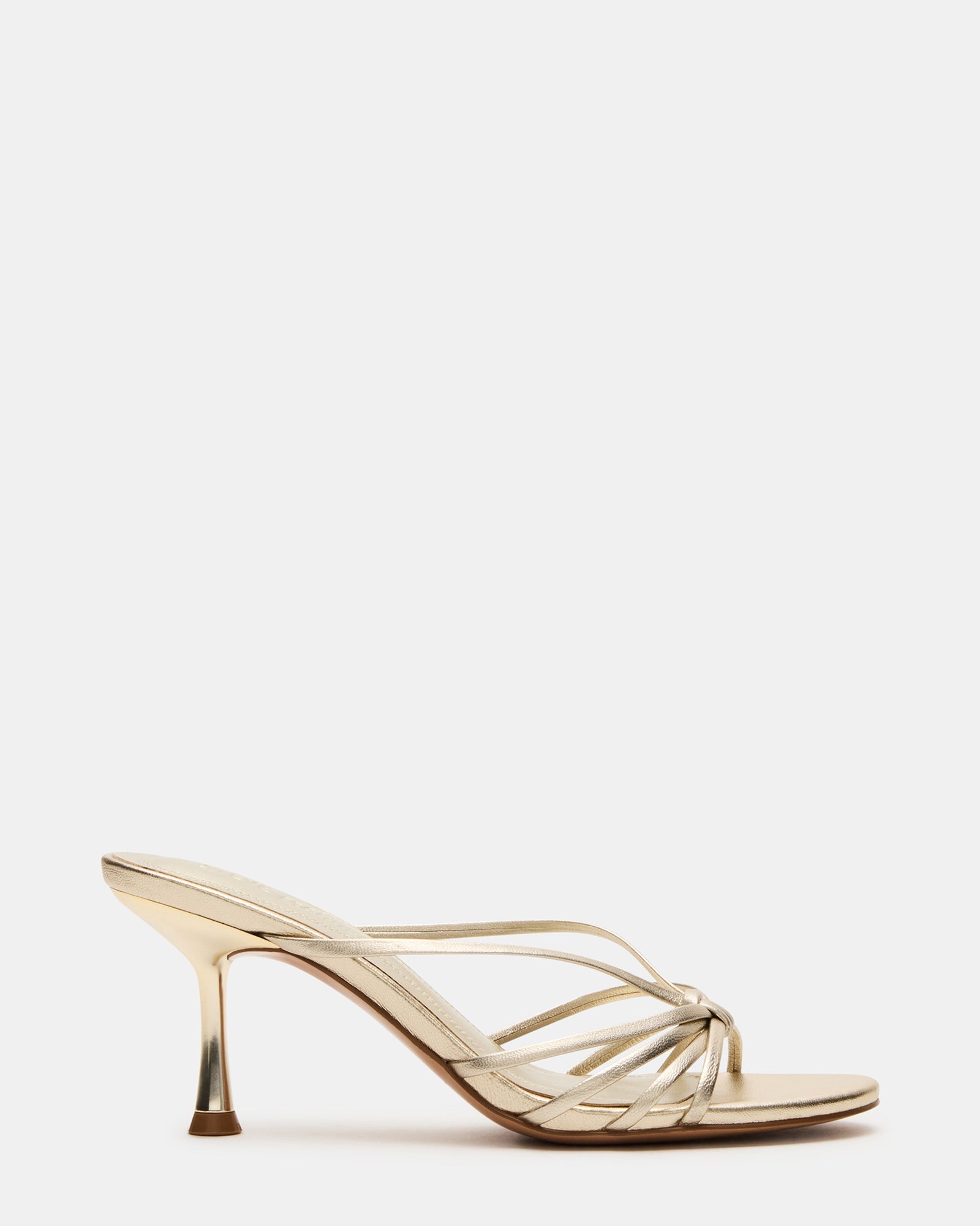 EDNA Champagne Leather Strappy Mule Women's Heel | Steve Madden