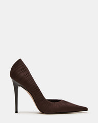 ELEGANT Brown Ruched Pointed-Toe Stiletto Pump Women's Heel | Steve Madden