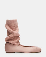 ELEVE Knit Pink Satin Ballet Square-Toe Women's Flat | Steve Madden