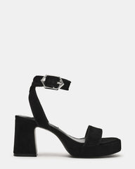 ELIDA Black Suede Ankle Strap Platform Women's Block Heel | Steve Madden