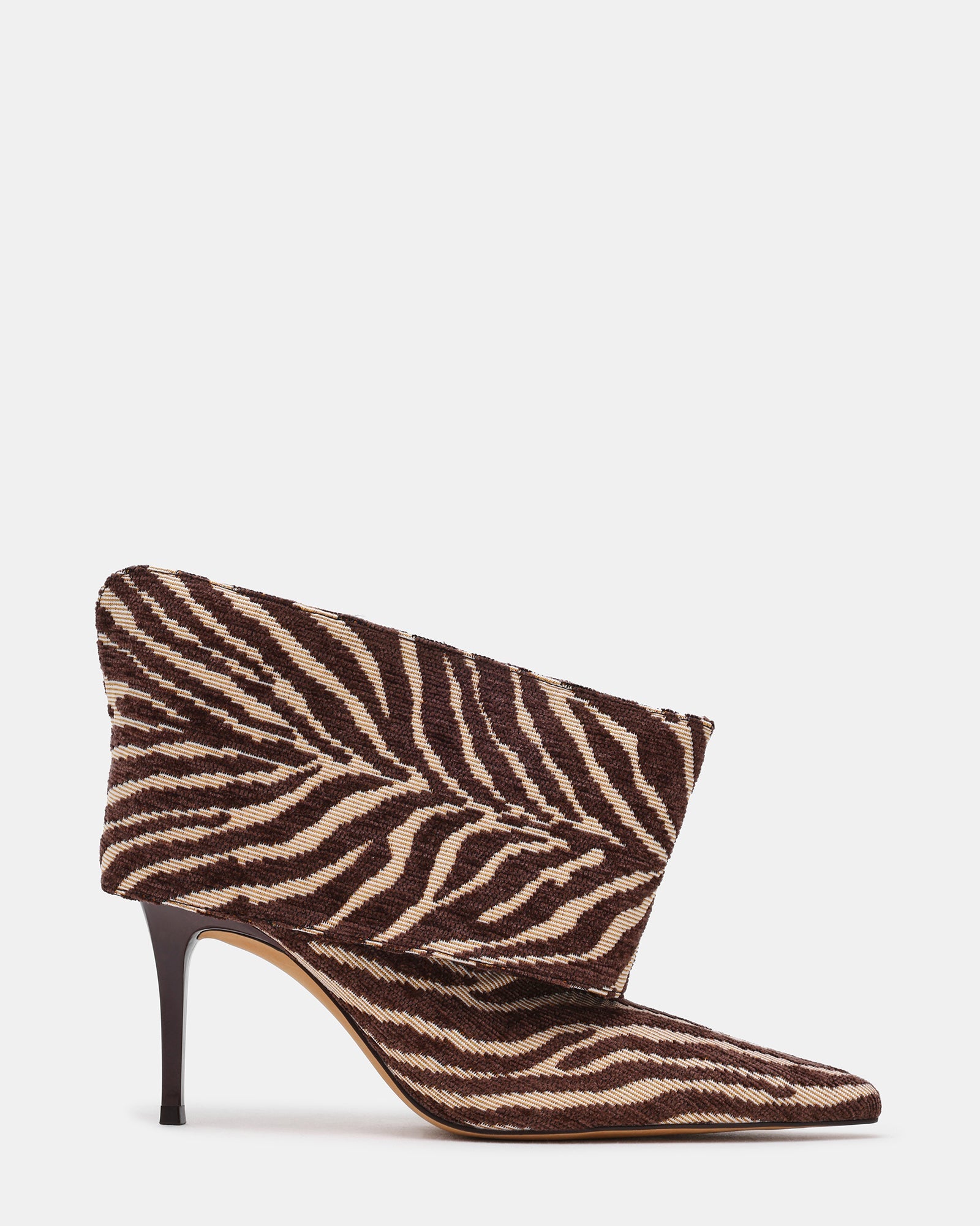 ENELLA Zebra Cuffed Pointed-Toe Stiletto Women's Ankle Boot | Steve Madden