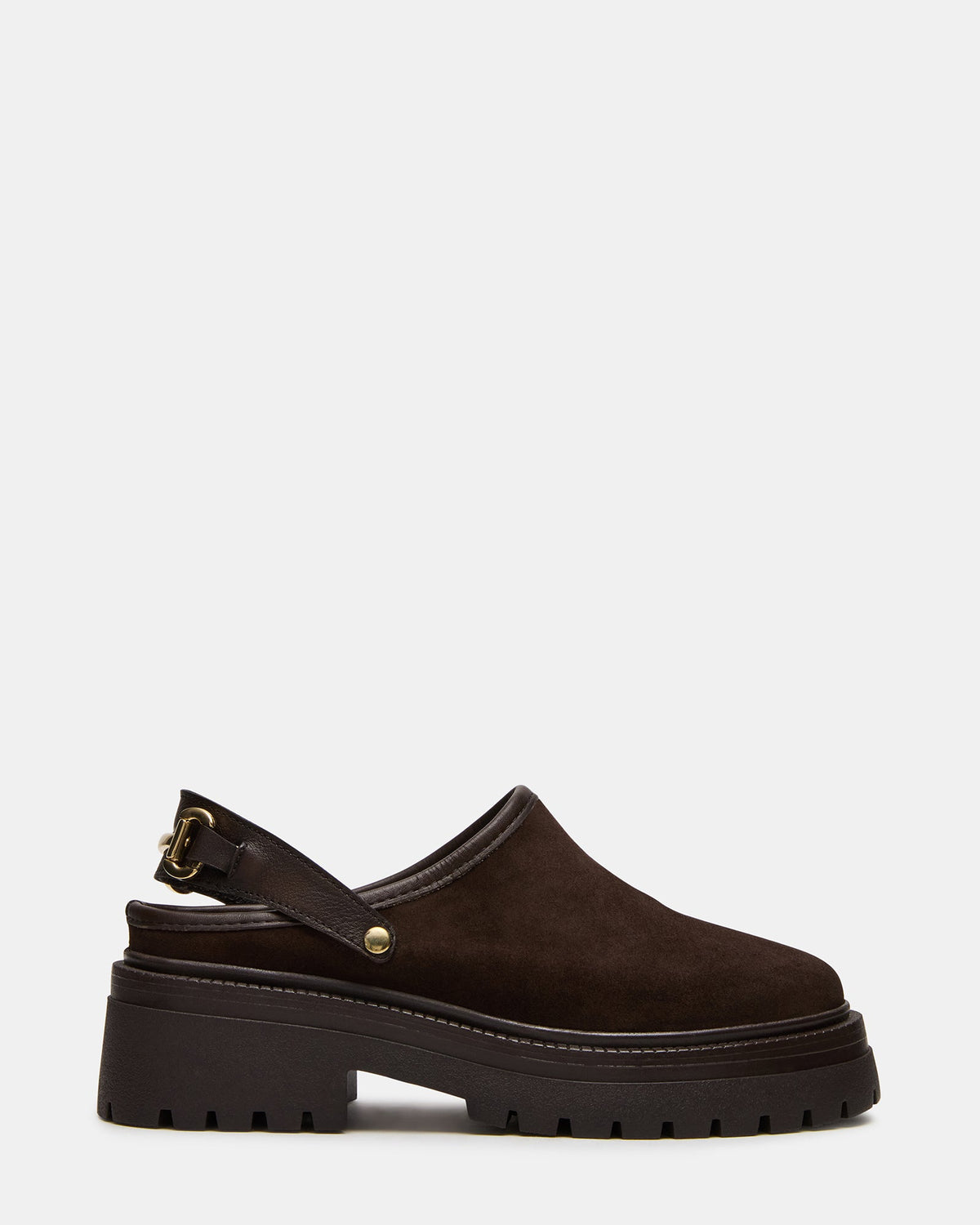 ERBA Brown Suede Platform Lug Slingback Clog Women's Flat | Steve Madden