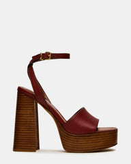 FLORIA Rust Leather Square-Toe Block Heel Platform Women's Heel | Steve Madden