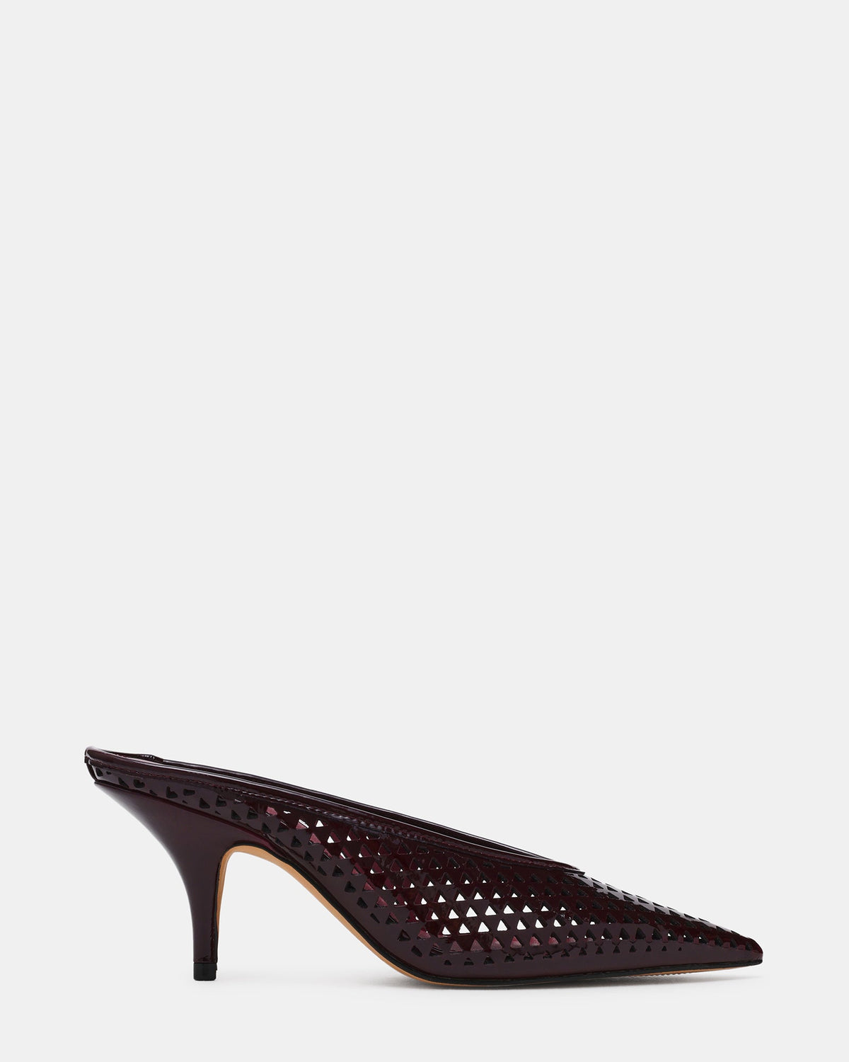 FONZA Perforated Dark Cherry Pointed-Toe Mule Women's Kitten Heel | Steve Madden