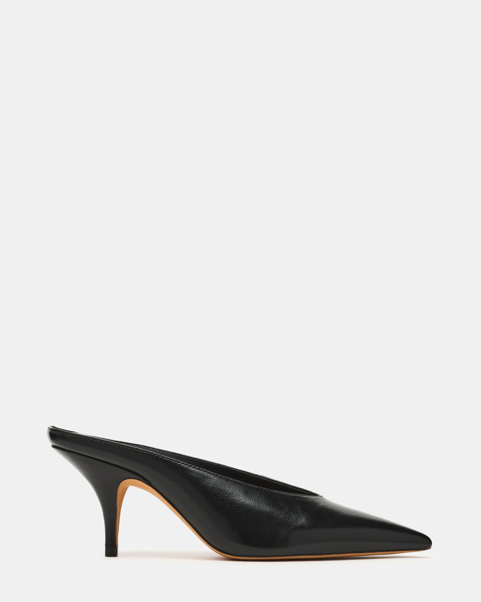 FONZA Black Leather Pointed-Toe Mule Women's Kitten Heel | Steve Madden