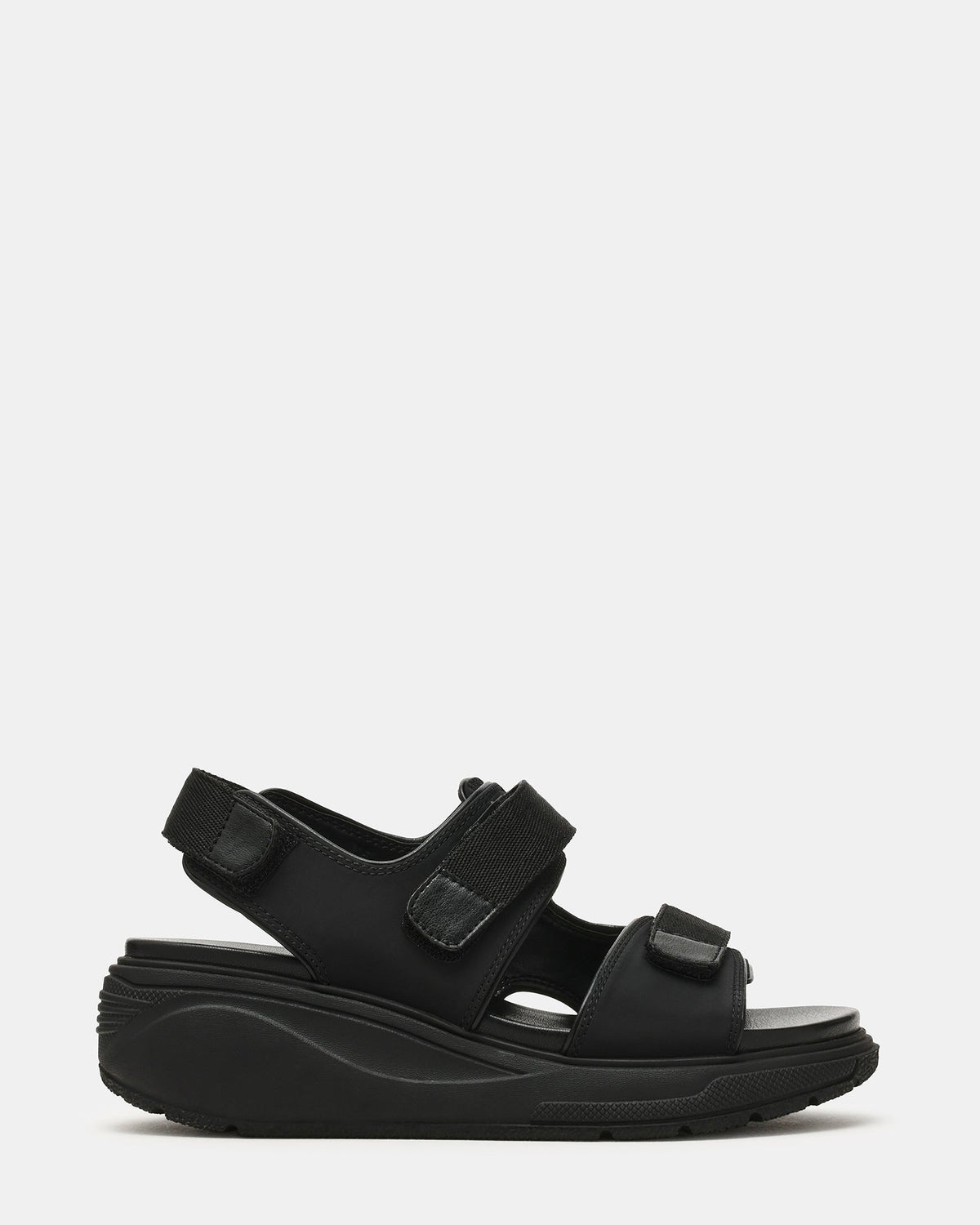 GALIA Black Velcro Chunky Platform Women's Sandals | Steve Madden
