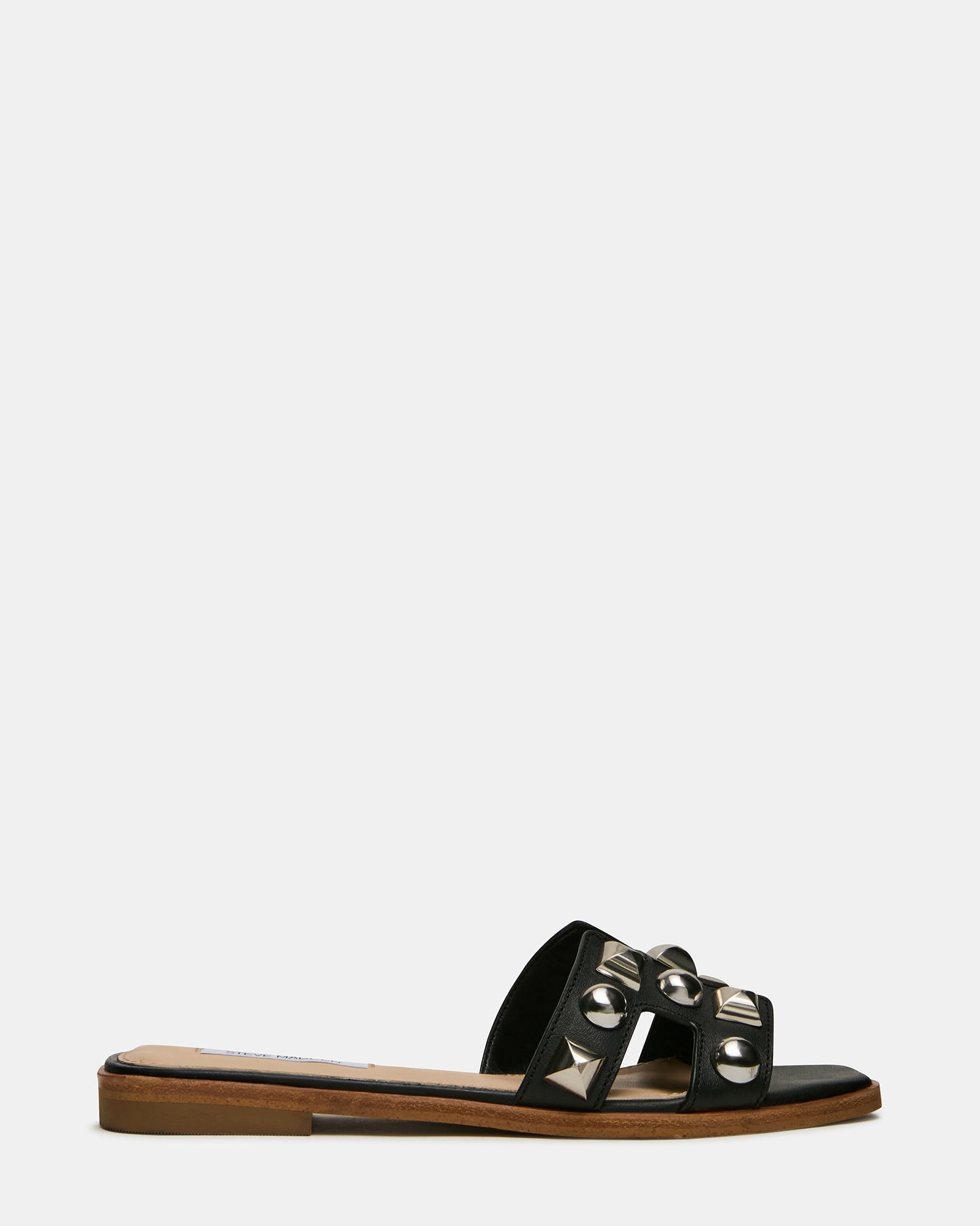HADYN Studs Black Leather Women's Designer Sandal | Steve Madden