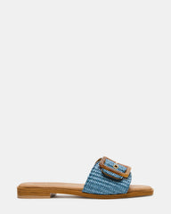 HAPP Blue Square-Toe Raffia Slide Women's Sandal | Steve Madden