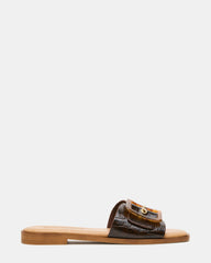 HAPP Brown Crocodile Square-Toe Slide Women's Sandal | Steve Madden