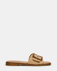 HAPP Natural Raffia Square-Toe Slide Women's Sandal | Steve Madden