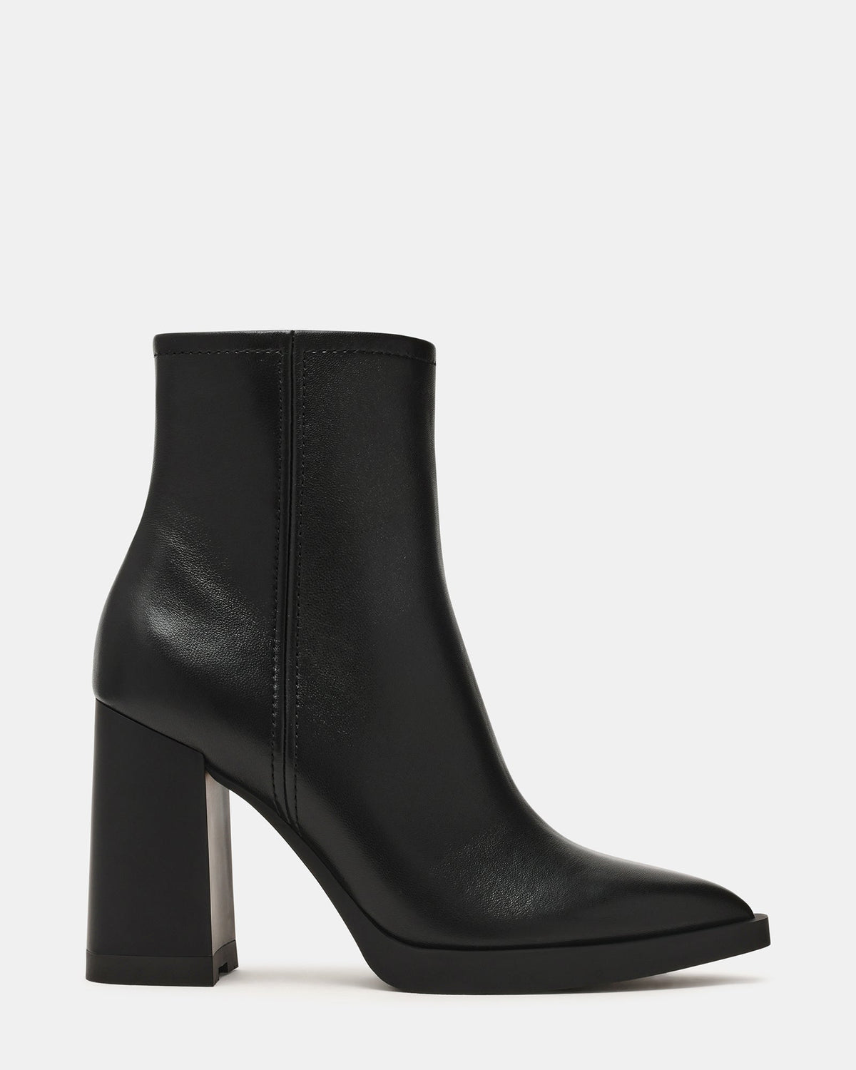 HARDEN Black Leather Women's Pointed-Toe Ankle Boot | Steve Madden