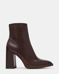 HARDEN Brown Leather Pointed-Toe Women's Ankle Boot | Steve Madden