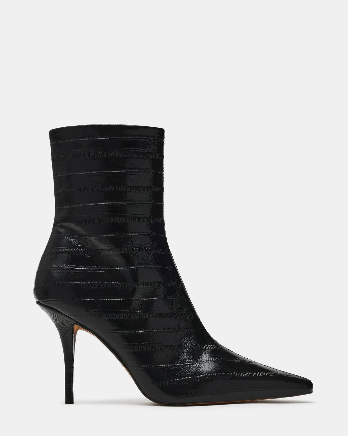 HELEENA Black Eel Pointed-Toe Stiletto Women's Ankle Boot | Steve Madden