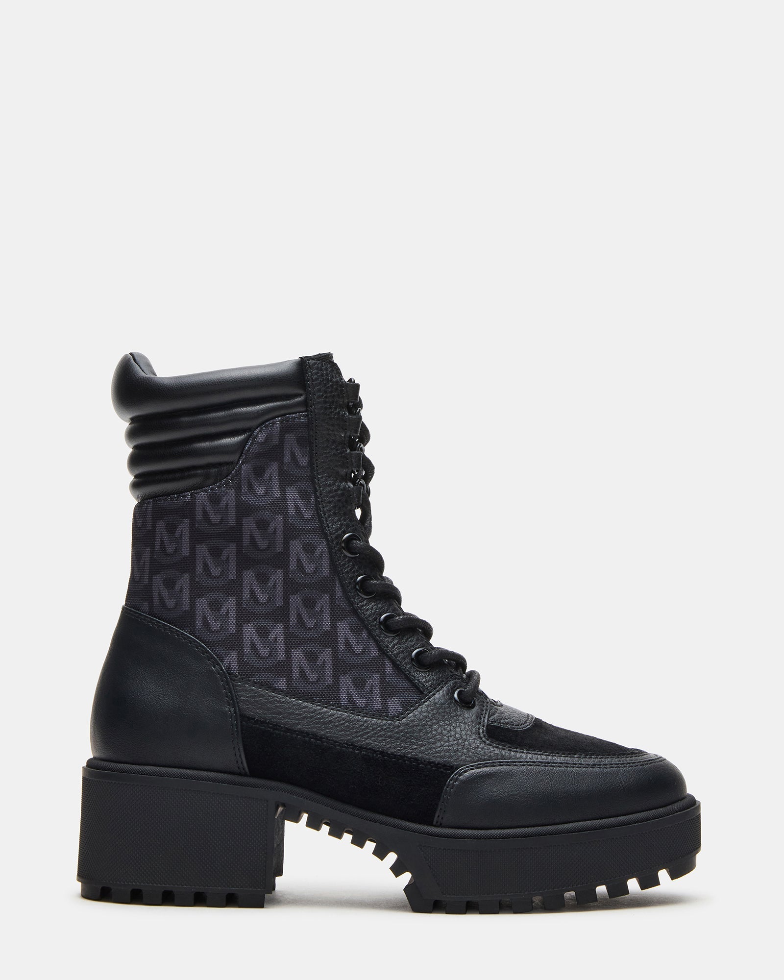 HIKER Black Multi Platform Lug Lace-Up Women's Anke Boot | Steve Madden