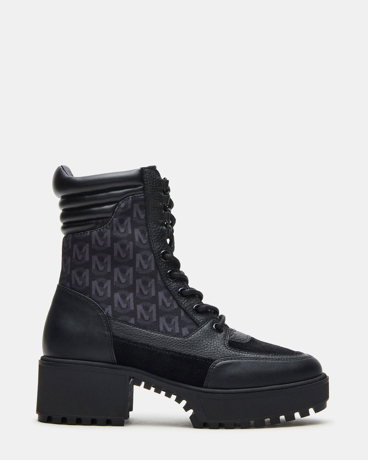 HIKER Black Multi Platform Lug Lace-Up Women's Anke Boot | Steve Madden