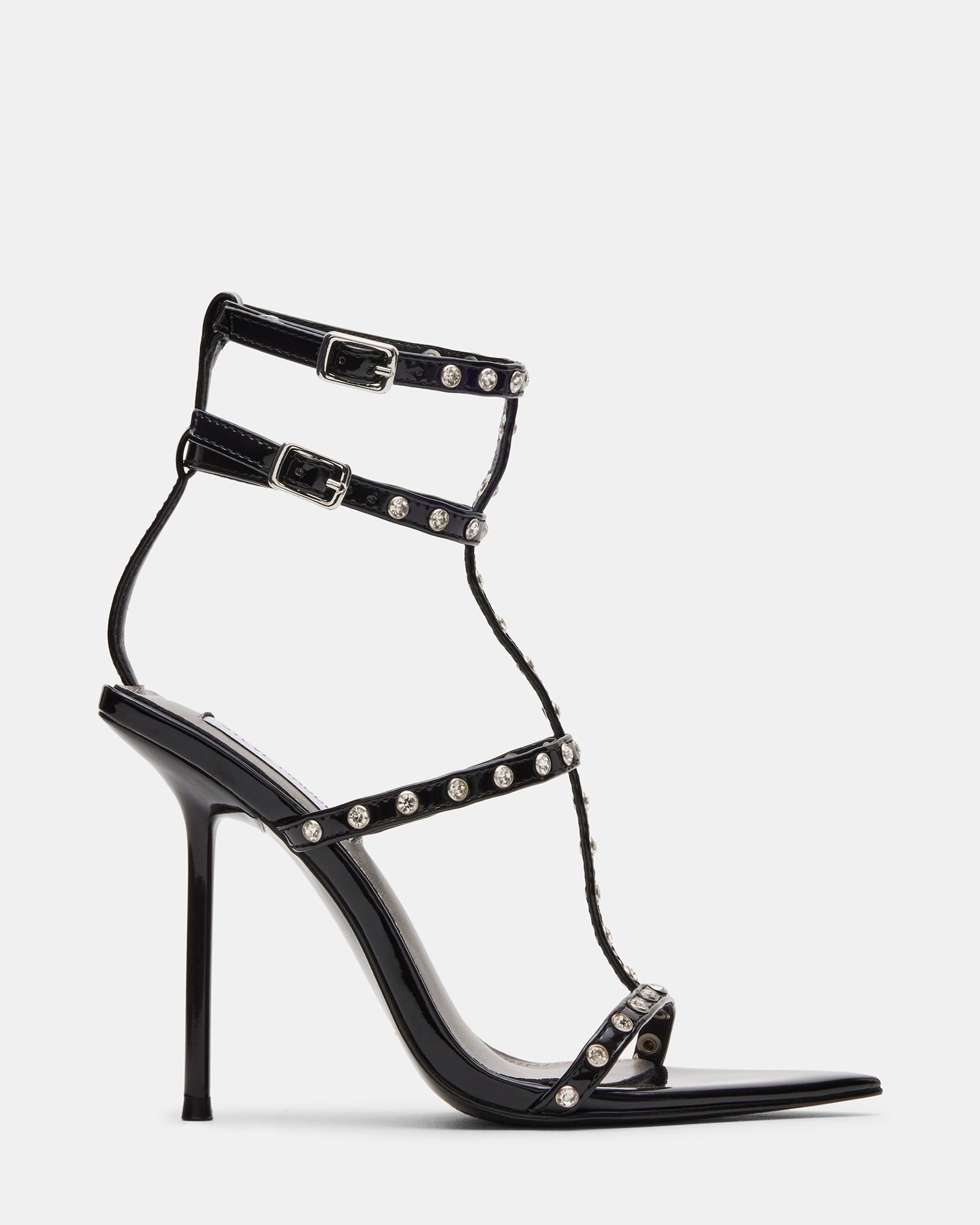 INA Black Multi Rhinestones Strappy Heel | Women's Heels | Steve Madden
