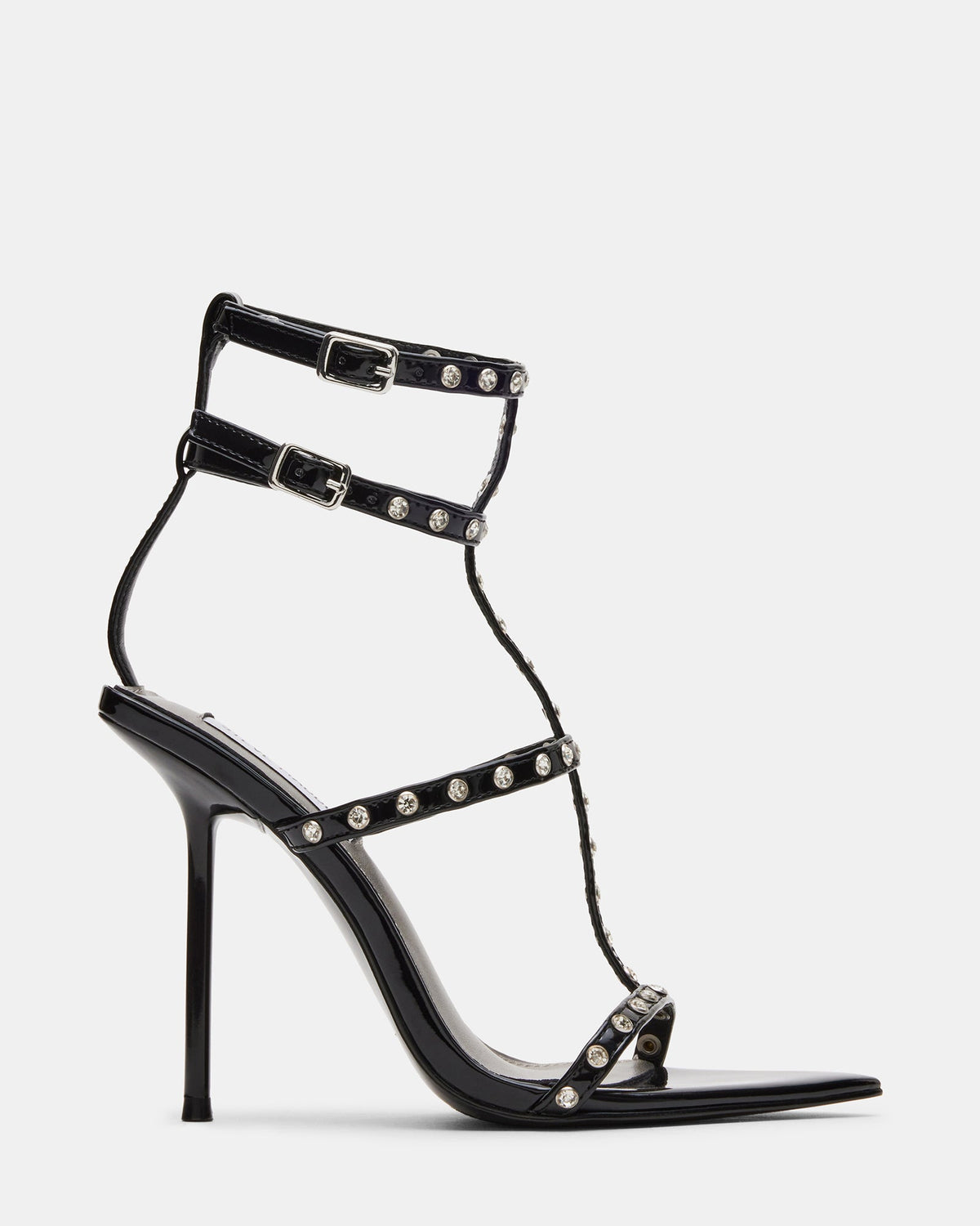 INA Black Multi Rhinestones Strappy Heel | Women's Heels | Steve Madden