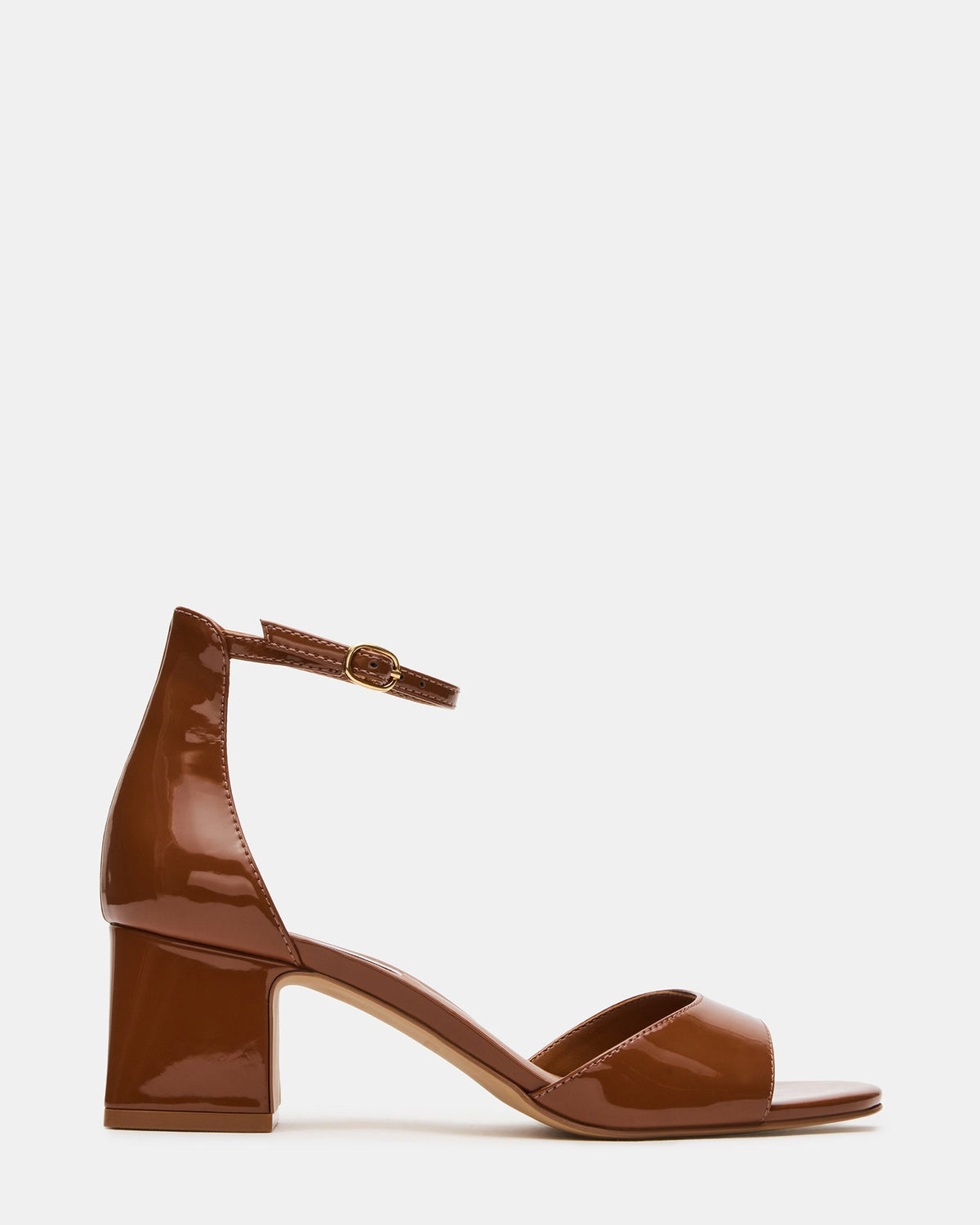 IZARA Cognac Patent Women's Block Heel | Steve Madden