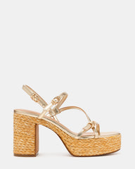 JAYCE Gold Raffia Platform Strappy Buckles Women's Sandal | Steve Madden