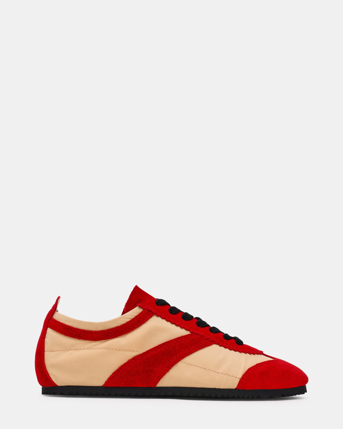 JAYE Bone/Red Lace-Up Low-Top Women's Sneaker | Steve Madden