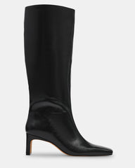 JENDI Black Leather Square-Toe Knee-High Women's Boot | Steve Madden
