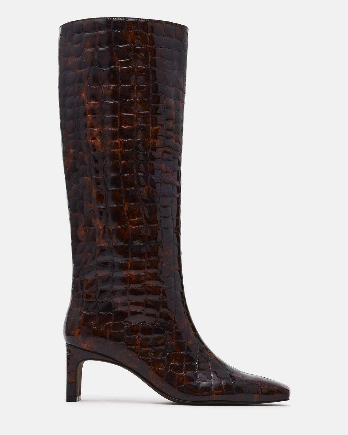 JENDI Tortoise Crocodile Square-Toe Knee-High Women's Boot | Steve Madden